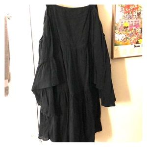 ASOS black off the shoulder black mini dress